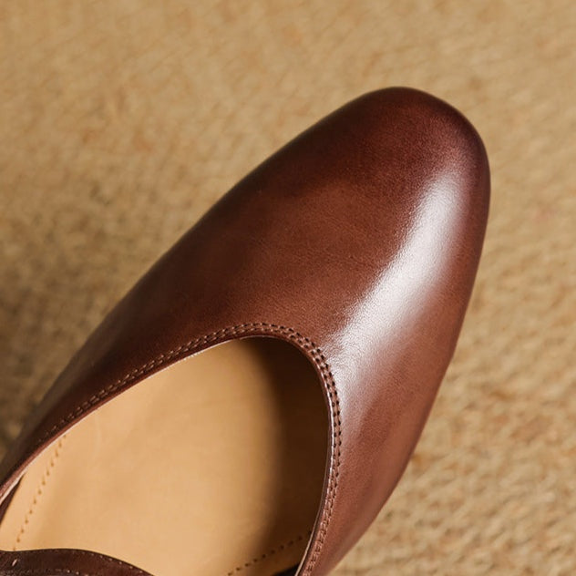 Victoire | Chaussure à Talon Carré en Cuir Véritable Femme Mary Jane