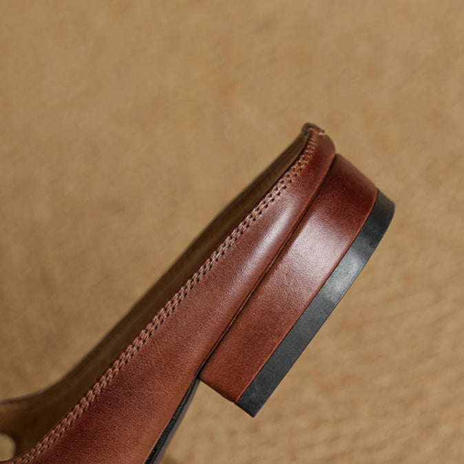 Victoire | Chaussure à Talon Carré en Cuir Véritable Femme Mary Jane