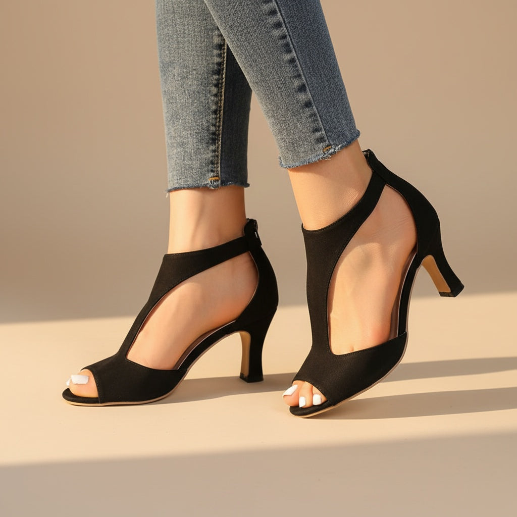 Victoire | Chaussure à Talon Femme Peep Toe Daim