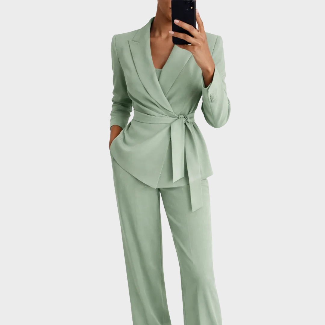 Victoire | Costume Femme Blazer Noué Pantalon Large
