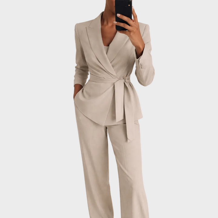 Victoire | Costume Femme Blazer Noué Pantalon Large