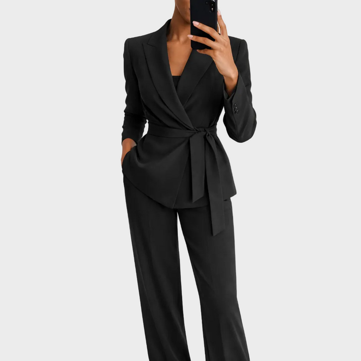 Victoire | Costume Femme Blazer Noué Pantalon Large