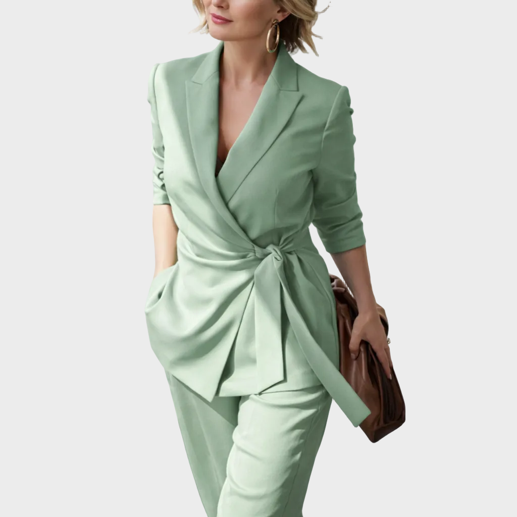 Victoire | Costume Femme Blazer Noué Pantalon Large
