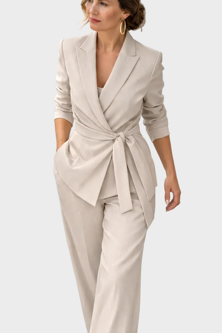 Victoire | Costume Femme Blazer Noué Pantalon Large