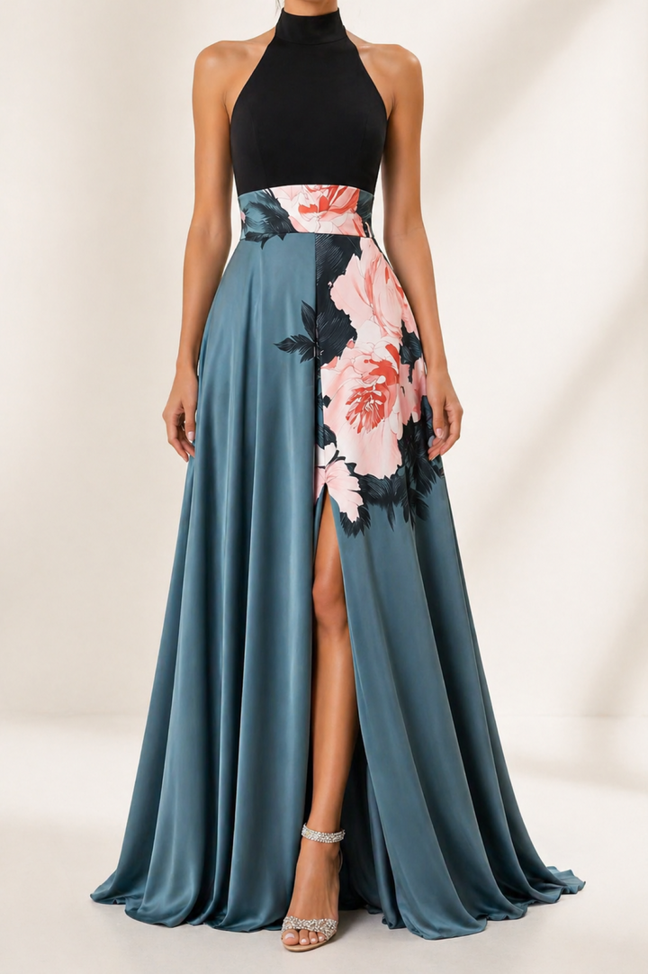 Victoire | Robe de Soirée Mariage Longue Femme Col Halter Fente