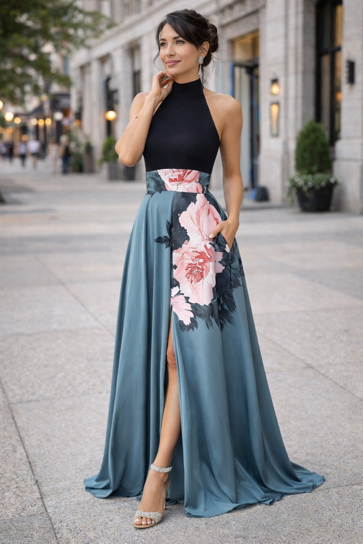 Victoire | Robe de Soirée Mariage Longue Femme Col Halter Fente