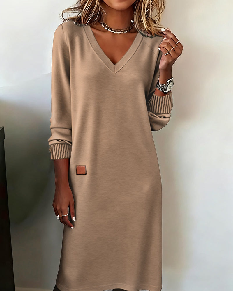 Victoire | Robe Sweat Femme Hiver Col V Manches Longues