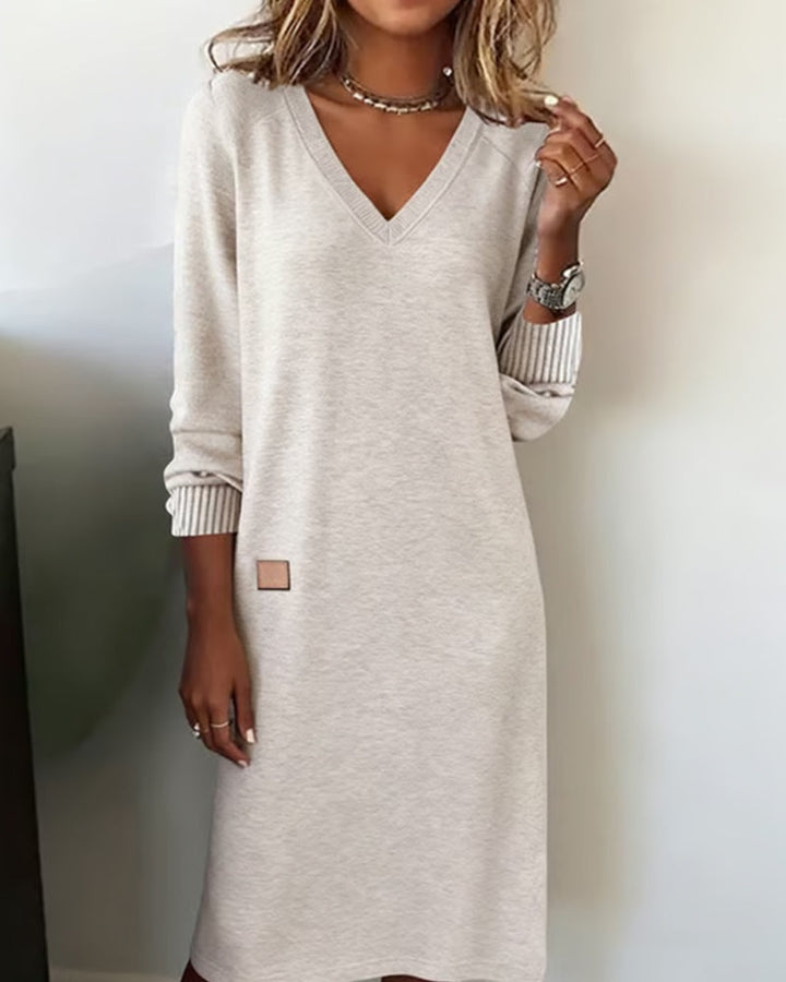 Victoire | Robe Sweat Femme Hiver Col V Manches Longues