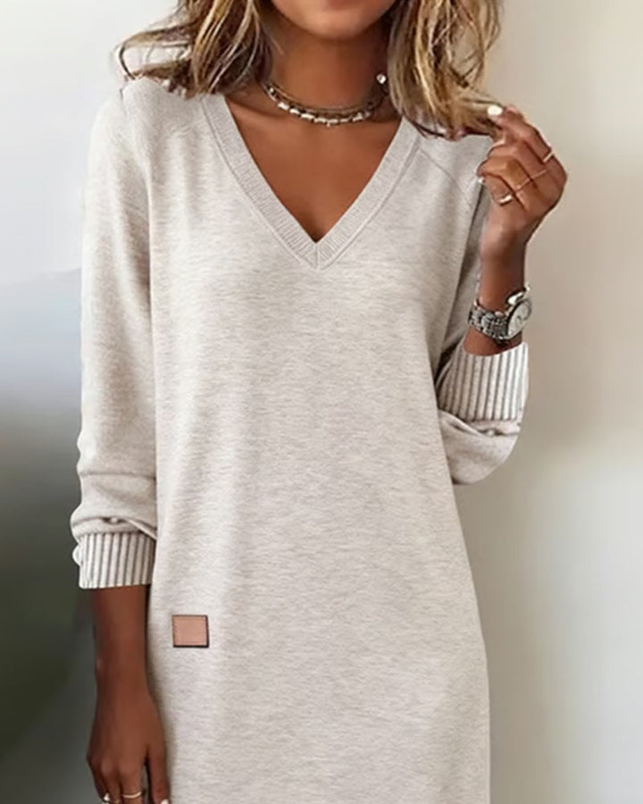 Victoire | Robe Sweat Femme Hiver Col V Manches Longues