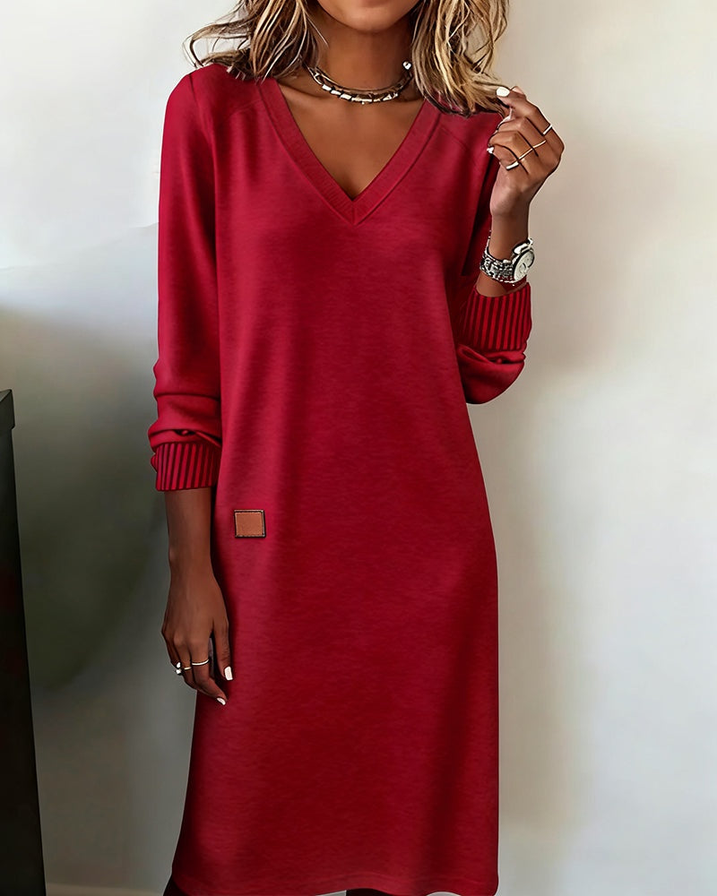 Victoire | Robe Sweat Femme Hiver Col V Manches Longues