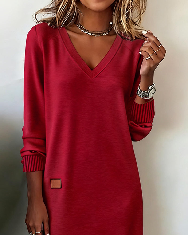 Victoire | Robe Sweat Femme Hiver Col V Manches Longues
