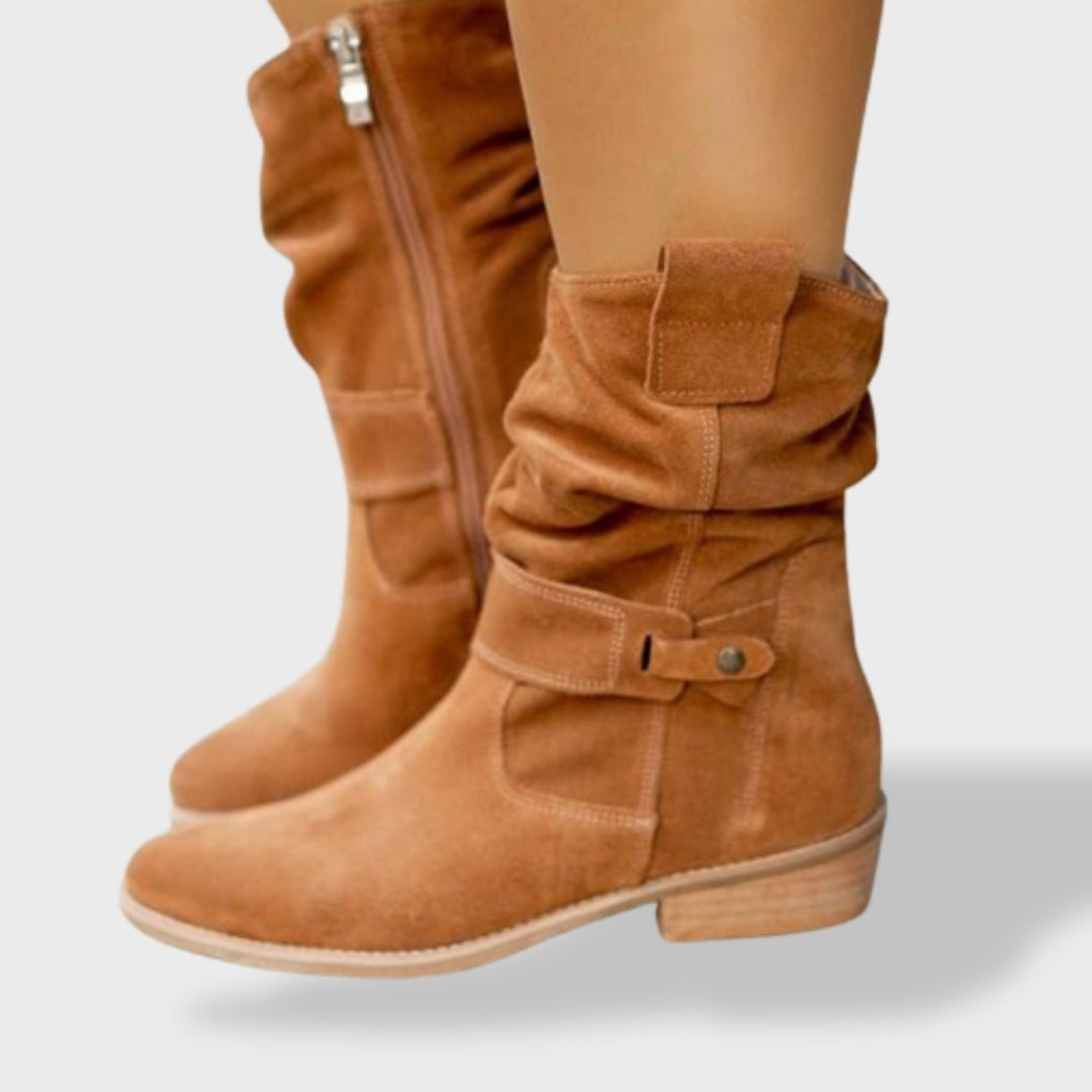 Zoé | Bottines en Daim Femme Plates Fermeture Éclair