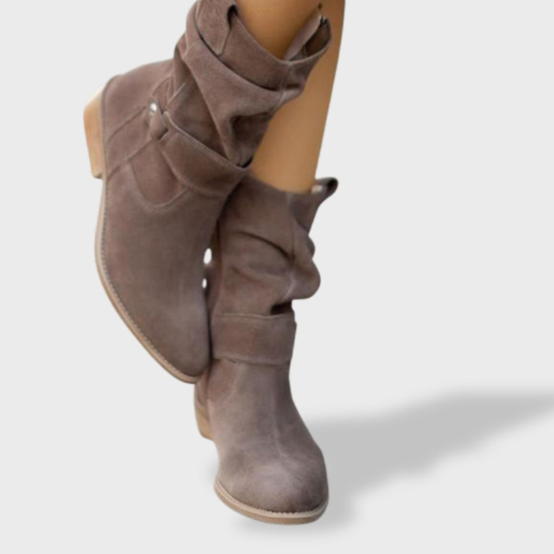 Zoé | Bottines en Daim Femme Plates Fermeture Éclair