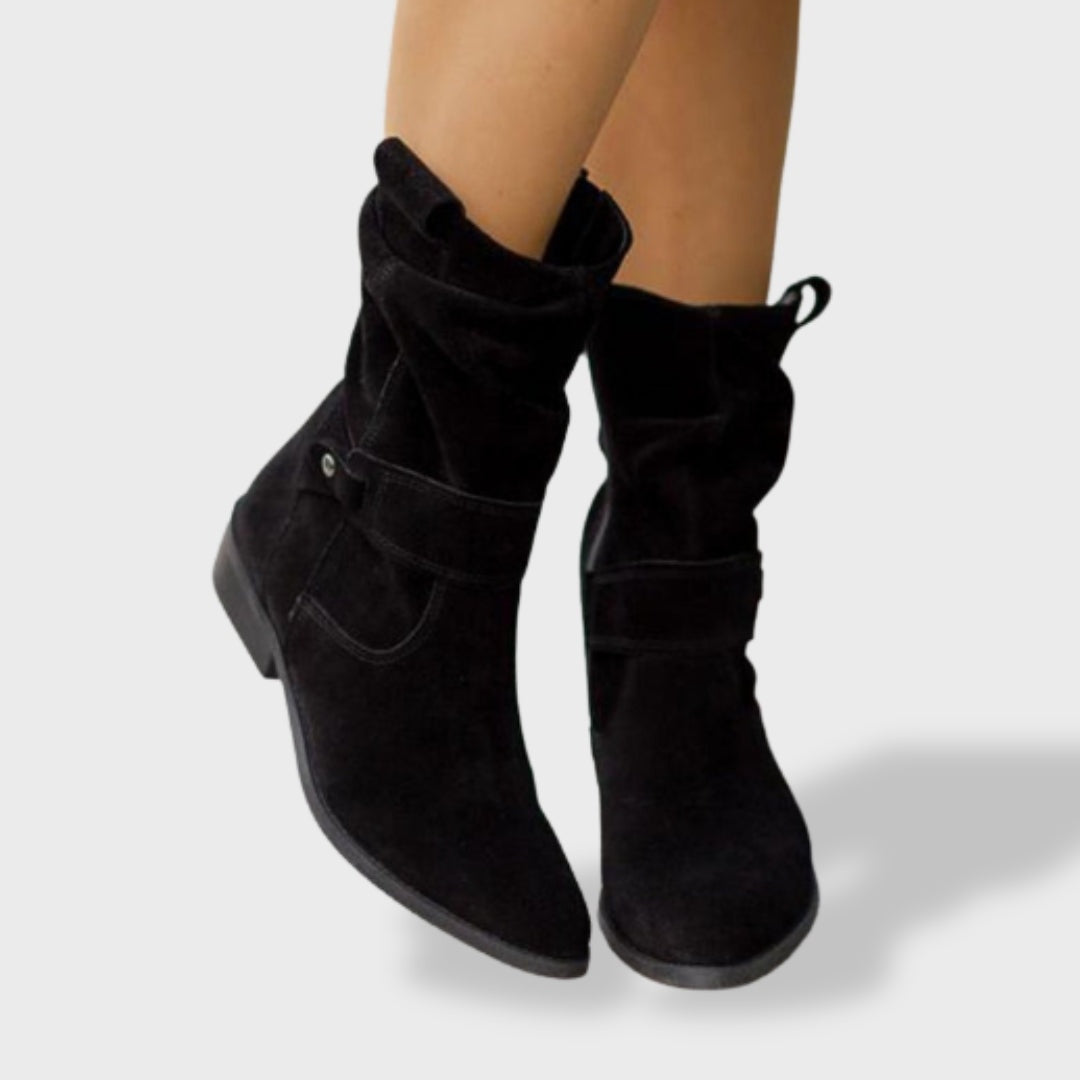 Zoé | Bottines en Daim Femme Plates Fermeture Éclair
