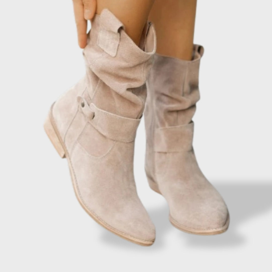 Zoé | Bottines en Daim Femme Plates Fermeture Éclair
