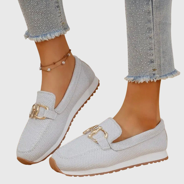 Zoé | Mocassin Plateforme Femme Loafers Maille Mors Métal