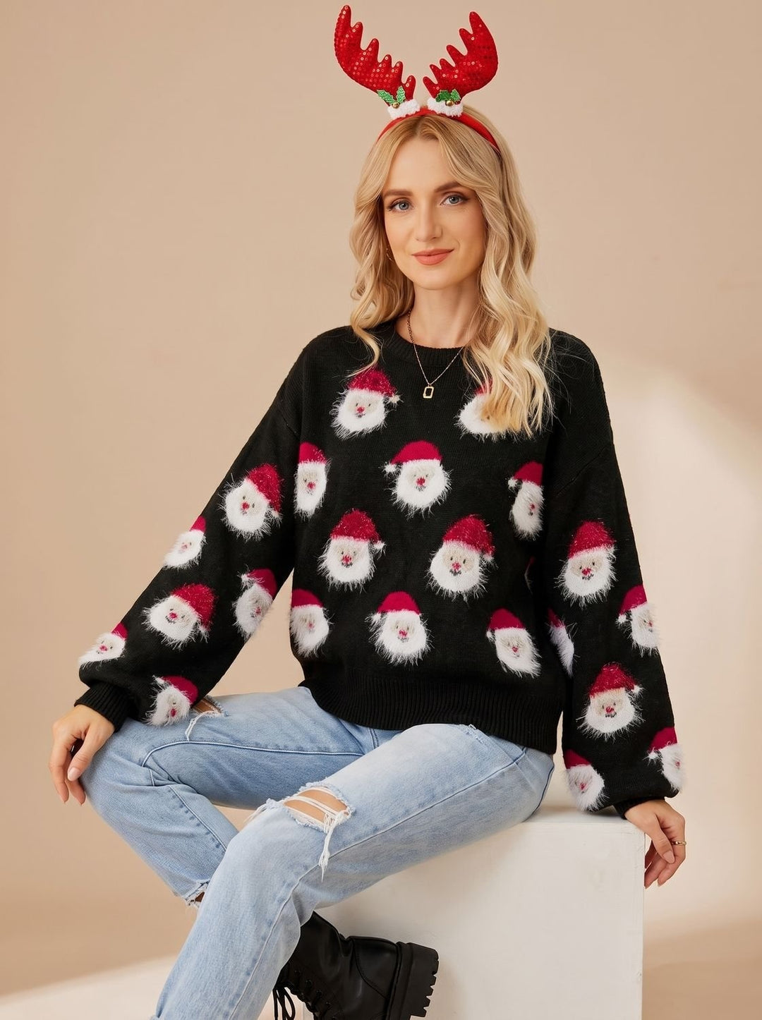 Zoé | Pull de Noël Jacquard Femme Manches Longues Oversize