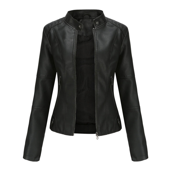 Zoé | Veste en Cuir Femme Biker Col Mao Zippée