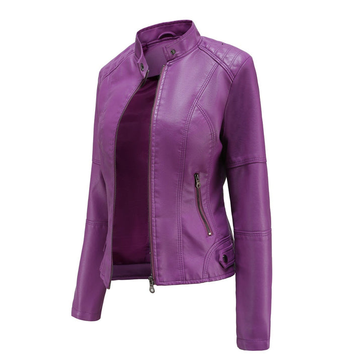 Zoé | Veste en Cuir Femme Biker Col Mao Zippée