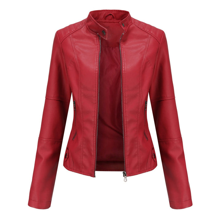 Zoé | Veste en Cuir Femme Biker Col Mao Zippée