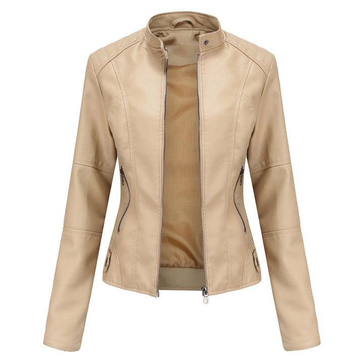 Zoé | Veste en Cuir Femme Biker Col Mao Zippée