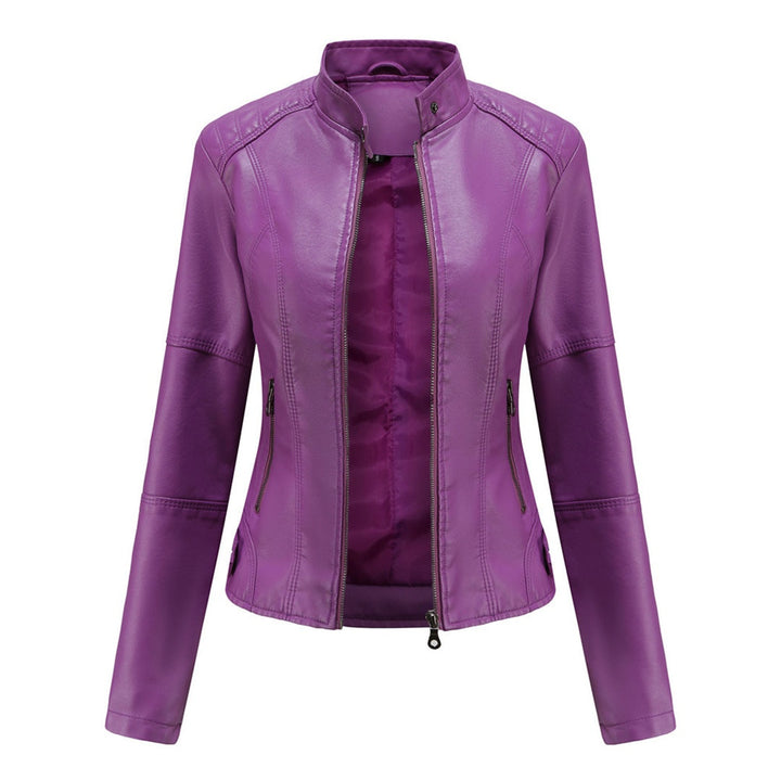 Zoé | Veste en Cuir Femme Biker Col Mao Zippée