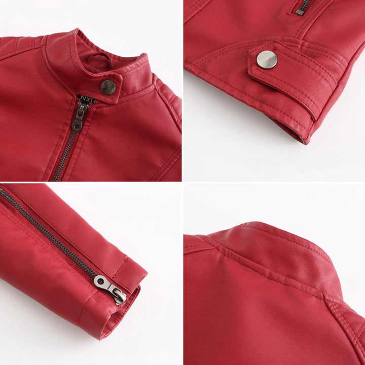 Zoé | Veste en Cuir Femme Biker Col Mao Zippée
